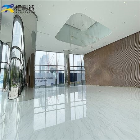 机场装饰金属包柱定制 商业商场大堂异型不锈钢包圆柱设计