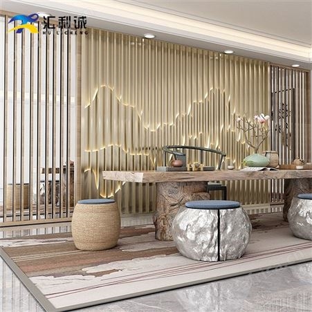 不锈钢长虹玻璃组合屏风 金属隔断五星级酒店别墅装饰定制