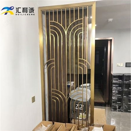 黑钛轻奢简约不锈钢屏风 假山仿山金属隔断沙发背景装饰定制