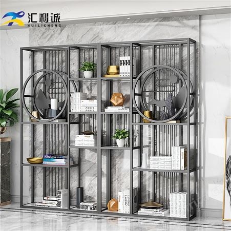 古铜拉丝不锈钢书架 样板房新中式展示架定制