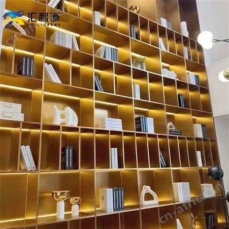 客厅售楼部带灯不锈钢装饰柜 简约大气壁龛背景柜