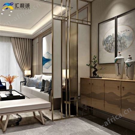 江门承接中式复古不锈钢屏风中间带圆形屏风