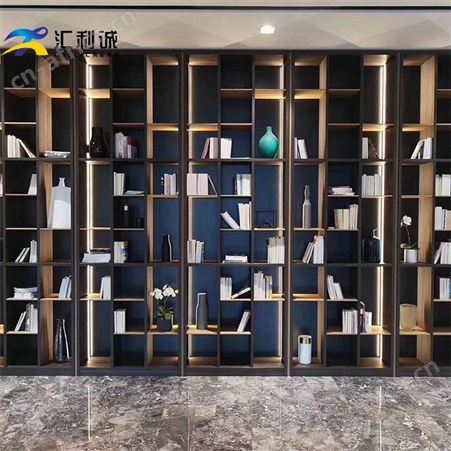 珠海承接黑色背景置物柜 不锈钢装饰书柜定制
