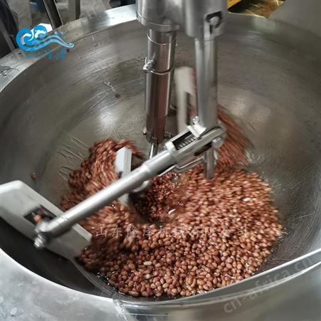 隆泽腰果裹糖油炸锅 大型芝麻花生熬糖生产线 电磁加热核桃翻转裹糖设备