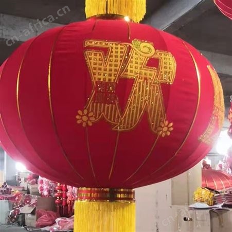 盖香云大红灯笼国庆节日装饰户外防水绸布铁口广告灯笼植绒新年绸段灯笼