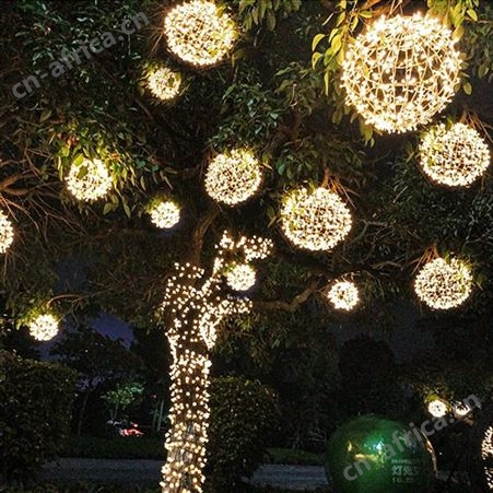 盖香云LED挂树藤球灯-街道悬挂塑料圆球灯塑料藤球灯30公分