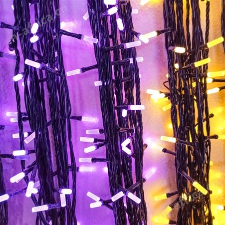盖香云LED闪灯串灯满天星户外防水霓虹灯装饰灯黑线长六角140灯