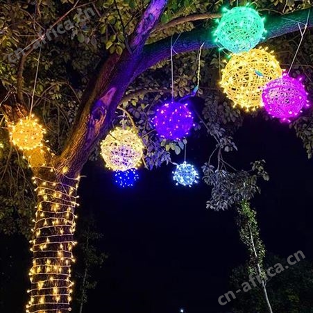 盖香云LED挂树藤球灯-街道悬挂塑料圆球灯塑料藤球灯30公分