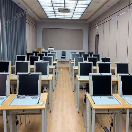 双人电脑翻转桌 旭峰家具 电教室培训桌 定制多媒体翻转桌厂家 现货供应
