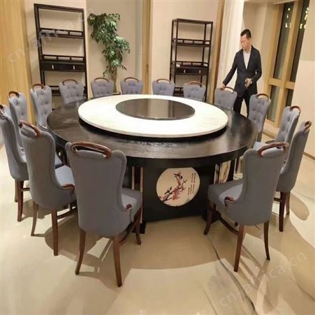 实木中式电动餐桌椅厂家 餐桌椅生产厂家 电动转盘餐桌椅 旭峰家具 现货供应