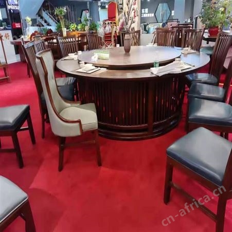 实木中式电动餐桌椅厂家 餐桌椅生产厂家 电动转盘餐桌椅 旭峰家具 现货供应