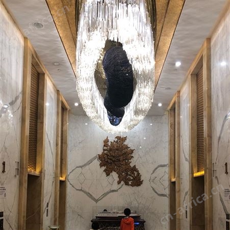 椭圆形大型酒店大堂工程灯具会所电梯间宴会厅艺术水晶灯定制双庆灯饰