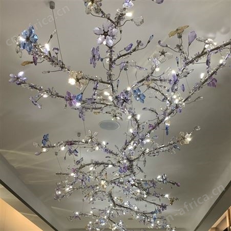 酒店大厅吊灯KTV会所前台萤火虫树枝灯非标工程灯具定制双庆灯饰