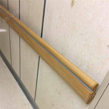 日本走廊防撞扶手实木靠墙扶手养老院广州木纹色圆形扶手厂家