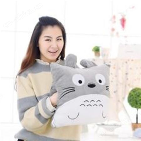 红素龙猫暖手抱枕 抱枕被免费设计logo 300件起订不单独零售