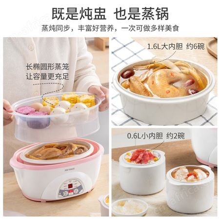天际蒸炖隔水炖盅 1.6L一锅三胆煲汤煮饭燕窝蒸笼家用电炖炖锅