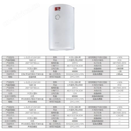 劳士消防设备管理系统智能照明防火塑料面罩AC220V应急壁灯L-ZLZD-E12W1281