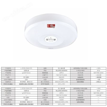 劳士集中控制系统疏散通道应急照明直边声光控感应大号吸顶LED灯L-ZFZD-E5W1275