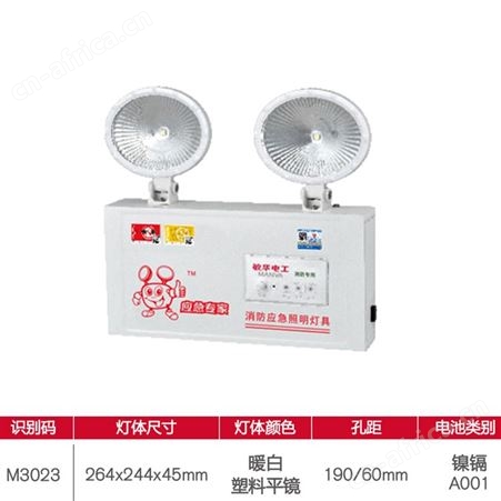 劳士敏华电工指示安全出口自电led工厂照明灯纳米板平镜DC36V应急双头灯M-ZFZD-E0.5W3023