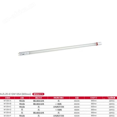 敏华电工劳士智能应急照明可选择自控—体化T8玻璃雷达感应900mm灯管N-ZLZD-E12W1354