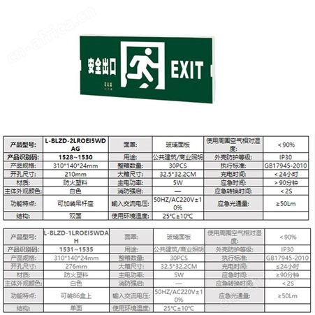 劳士nst防火塑料小型超窄边框安全出口双面带强启吊挂式应急灯L-BLZD-2LROEI5WDAG