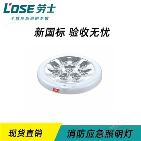 劳士消防应急照明疏散指示系统智能感应圆形防火塑料极地白大号吸顶灯L-ZLZD-E18W1266-BA-BD