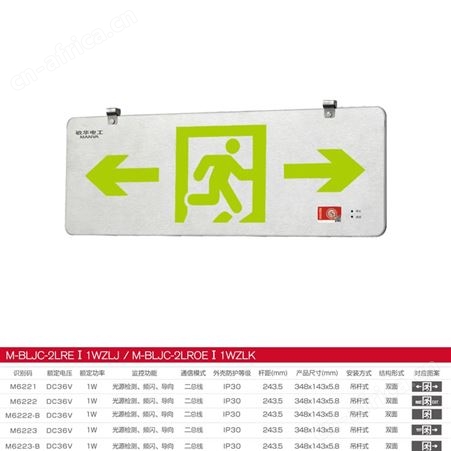 敏华方向可定制应急超薄拉丝铝双面吊杆式0.58cm双向标志灯M-BLJC-2LREⅠ1WZLJ-LK