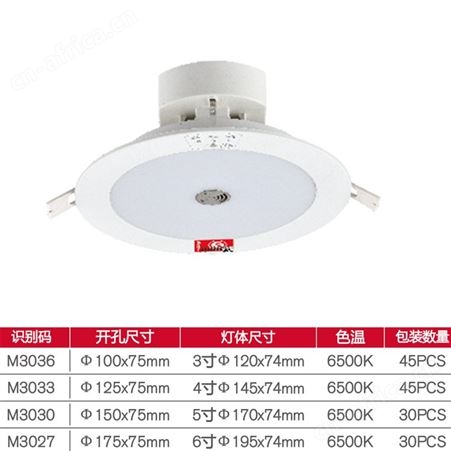 拿斯特敏华应急灯DC36V塑料声光控感应强启功能自带常亮智能照明多款可选筒灯M-ZLZD-E5W3036