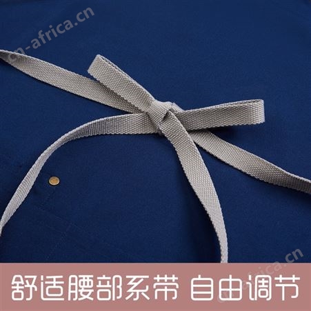 时尚纯棉帆布围裙定制印字LOGO咖啡蛋糕店烘焙厨房工作服背带围裙