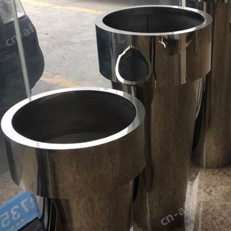 酒店拉丝镀金椭圆形不锈钢花盆