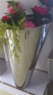厂家定制不锈钢异形花盆  金属烤漆花钵  镀色不锈钢商场花瓶摆件