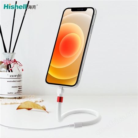 海壳硬质弯曲数据线懒人硅胶充电线2.4A万向快充线