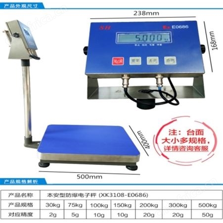 首衡荃国代理商-本安防爆型LED电子台秤
