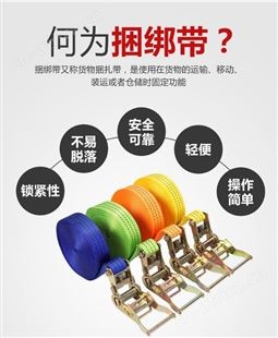 旺业机电-云南货物捆绑带拉紧器货物固定行李捆绑带货车刹车带收紧器-双钩款6米