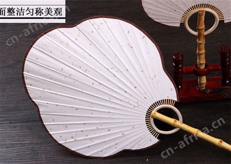 工艺竹扇芭蕉海棠扇宣纸团扇 空白扇古典宣纸扇子手绘双面竹根扇子