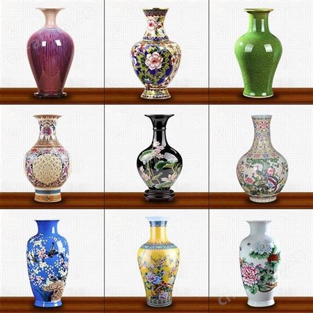 陶瓷花瓶来图定制 家居客厅办公室干花摆件 中式手绘玄关艺术品定制送礼 陶瓷器工艺品定做