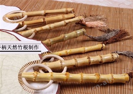 工艺竹扇芭蕉海棠扇宣纸团扇 空白扇古典宣纸扇子手绘双面竹根扇子