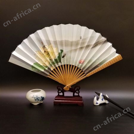 9寸竹节宣纸折扇定制 绢扇娟布扇广告礼品