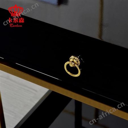卡尔森苏州家具厂轻奢黑色床头柜烤漆沙发边几储物实木简约后现代不锈钢角几