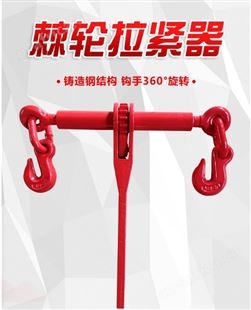 旺业机电-云南棘轮拉紧器链条杠杆收紧链条捆绑器双钩货车固定紧链器钢索紧线器4吨8米1套