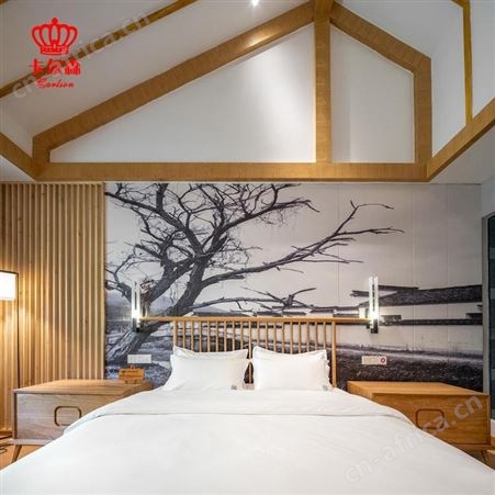 苏州卡尔森酒店家具厂家-宾馆全套家具实木床木饰面门床头柜-酒店民宿家具定制