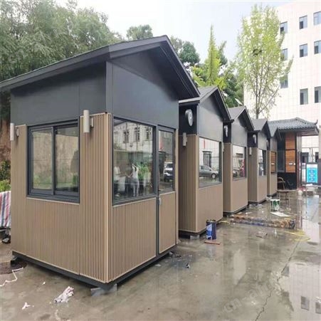 真石漆岗亭保安亭幼儿园门卫室不锈钢停车场收费亭值班室 西安同创岗亭