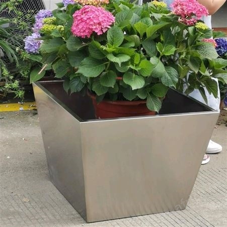 酒店不锈钢花盆 不锈钢创意花盆批发 别墅不锈钢花箱