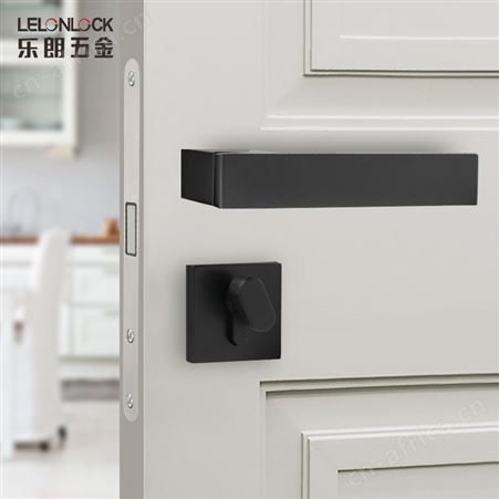 乐朗909-919  批发锌全金实心执手锁 方形分体门锁 哑黑室内门锁