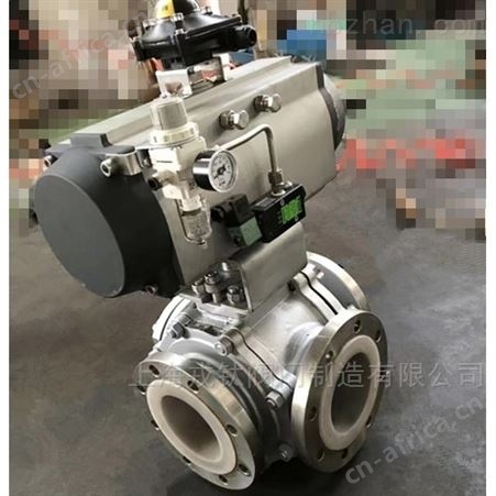 Q644F46/Q645F46气动不锈钢衬氟三通球阀