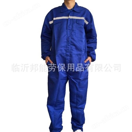 反光条连体服工装套装 涤棉男女车间汽修耐磨长袖劳保 连体工作服