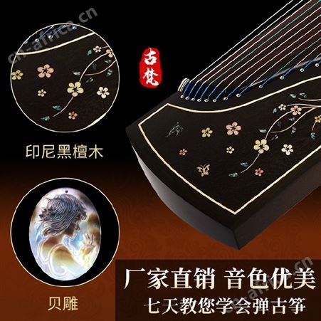 古梵扬州实木梧桐古筝琴演奏考级儿童初学者入门便携式民乐器
