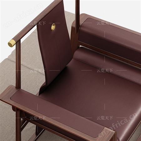 黑胡桃木新中式太师椅圈椅实木茶椅主人椅子老板椅办公椅舒适久坐