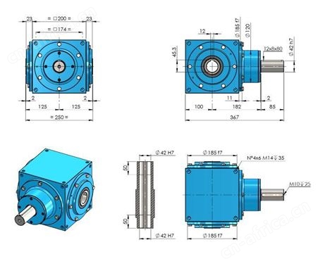 供应英国进口Unimec锥齿轮箱GEARBOX 200 RC-00200电机