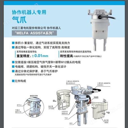 日本SMC 协作机器人用气爪 三菱电机MELFA用 ASSISTA系列 JMHZ2-X740
